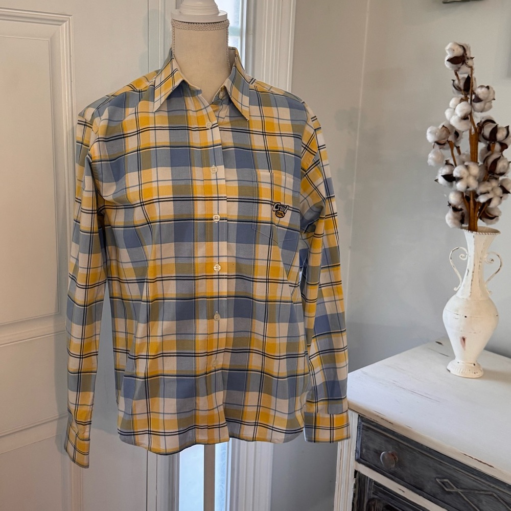Cruel Girl Yellow and Blue Plaid Button Up Shirt – Size Medium